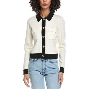 Reveriee Womens  Wool Contrast Cardigan, White